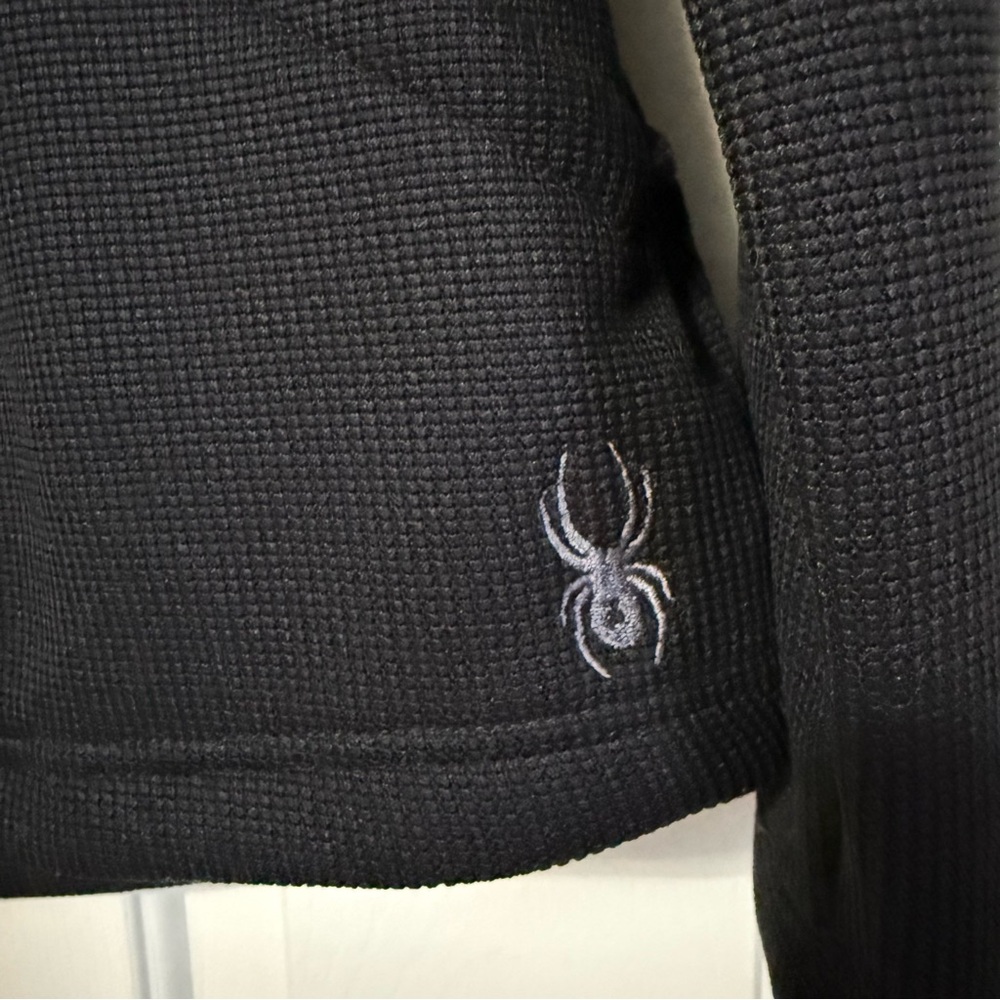 ❌SOLD❌Spyder Black Hooded Fleece Jacket, Zip Pockets Women's XL Waffle-Knit